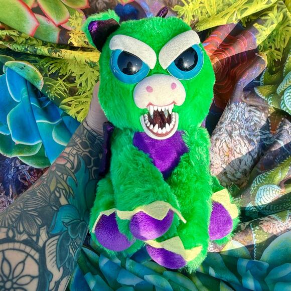 EUC Feisty Pets Fabio Flamefart Black & Green Dragon Plush Toy 2017 - Picture 3 of 7